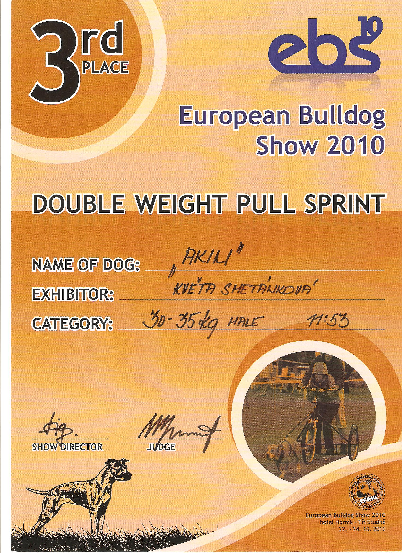 DOUBLE WEIGHT PULL SPRINT 2010 3.místo